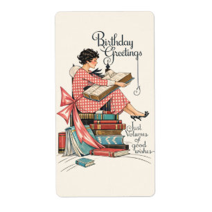 Etiqueta Ilustração de Aniversário para Amante de Livros An