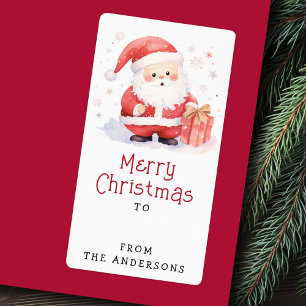 Etiqueta Ilustração de aquarela de Papais noeis bonitos par