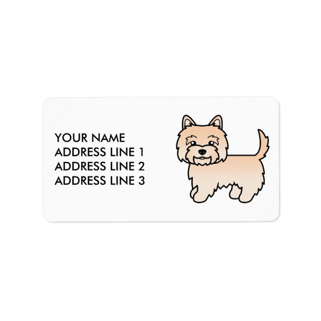 Etiqueta Ilustração de Cão Cream Cairn Terrier com Texto Pe (Frente)