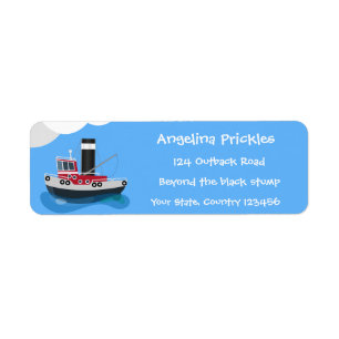 Etiqueta Ilustração de desenho animado de embarcações d