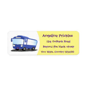 Etiqueta Ilustração de desenho animado de ônibus moderno az