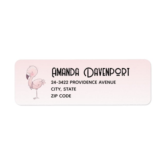 Etiqueta Ilustração de Flamingo Cor-de-Rosa (Frente)