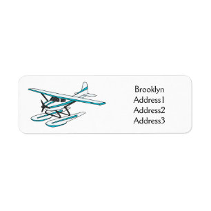 Etiqueta Ilustração de hidroavião azul branco