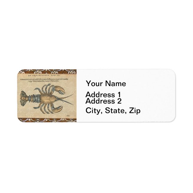 Etiqueta Ilustração de Lagosta Madeira Antica (Frente)