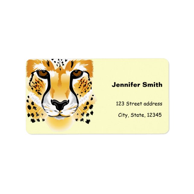 Etiqueta ilustração detalhada da cabeça de chita (Frente)