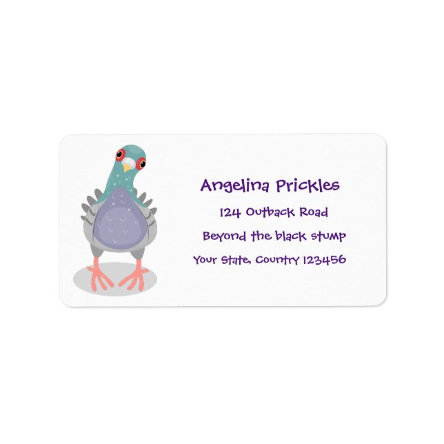 Etiqueta Imagem curiosa e engraçada de desenho animado do p (Frente)