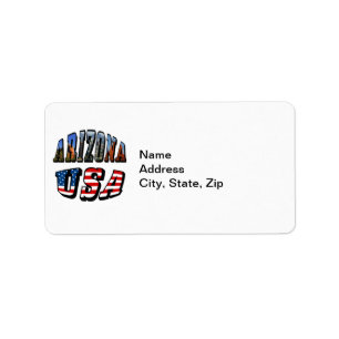 Etiqueta Imagem de arizona e Texto de Sinalizador EUA