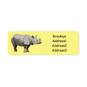 Etiqueta Imagem do desenho animado de Javan rhinoceros