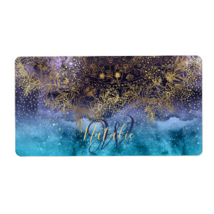 Etiqueta Imagem floral Dourado da mandala e dos confetes