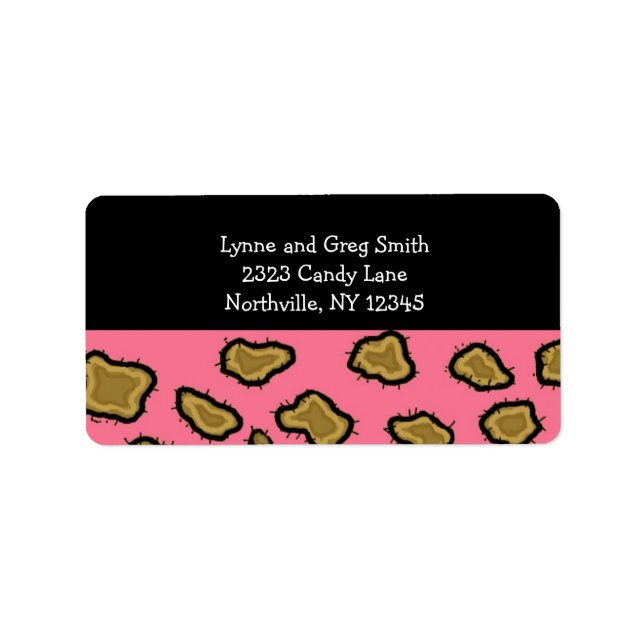 Etiqueta Impressão de leopardo rosa (Frente)