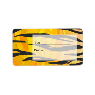 Etiqueta Impressão de Tigre Preto e Laranja