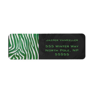 Etiqueta Impressão de Zebra Monograma Verde e Branco