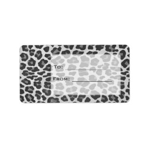 Etiqueta Impressão do Leopardo Branco e Preto