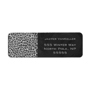 Etiqueta Impressão do Leopardo Branco e Preto