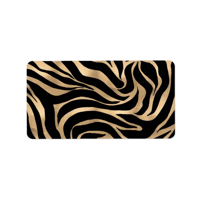 Etiqueta Impressão em Black Zebra Dourada Metálica Elegante (Frente)