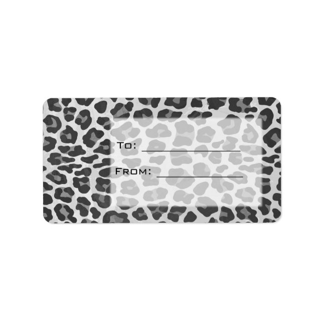 Etiqueta Impressão Leopardo Branco e Preto do Monograma (Frente)