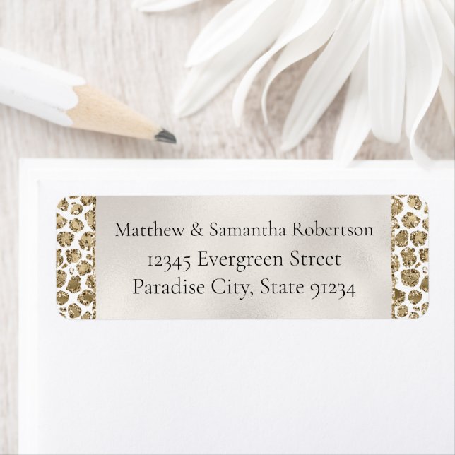 Etiqueta Impressão Leopardo com Glitter Dourada (Insitu)