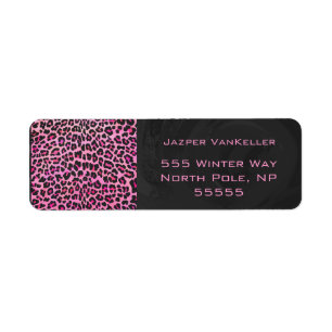 Etiqueta Impressão preto-e-rosa-quente