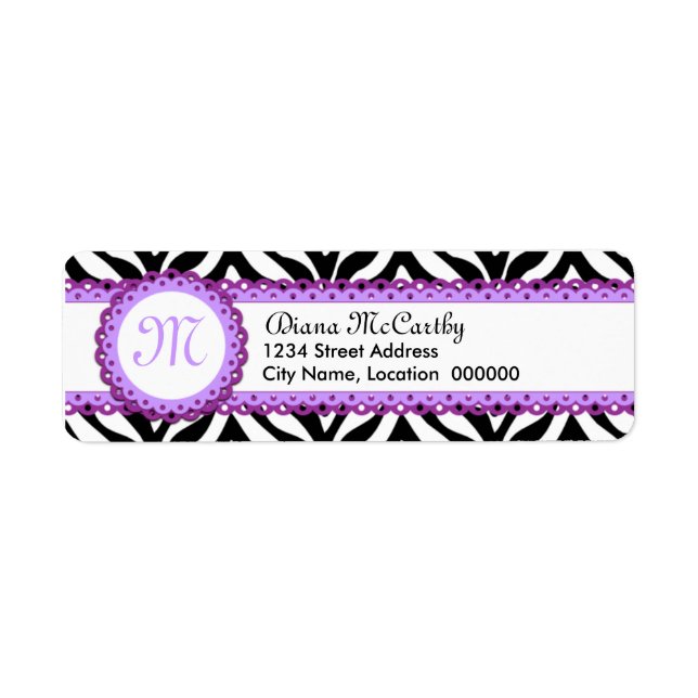 Etiqueta Impressão Zebra e Monograma Roxo (Frente)