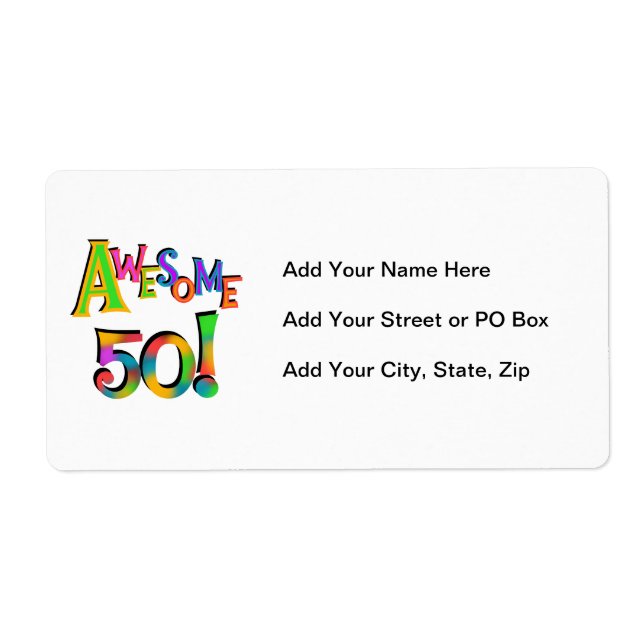 Etiqueta Incrível 50 t-shirts e presentes (Frente)