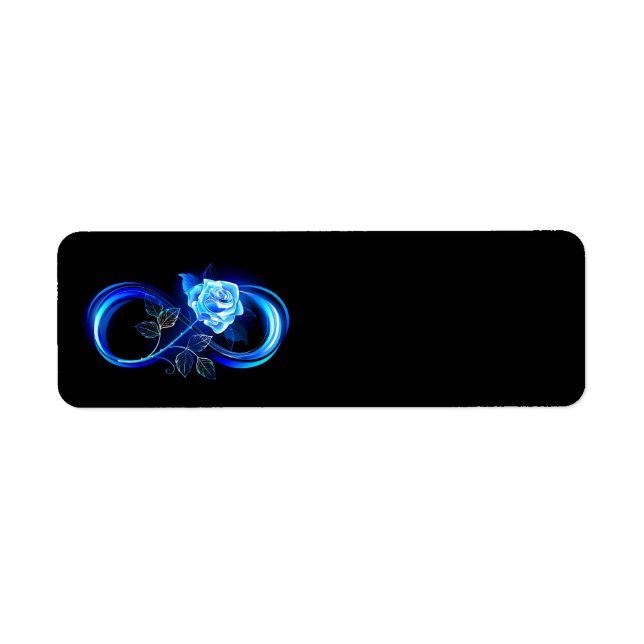 Etiqueta Infinito brilhante com rosa azul (Frente)