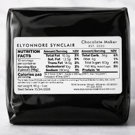 Etiqueta Informação Nutricional de Fabricante de Chocolate 