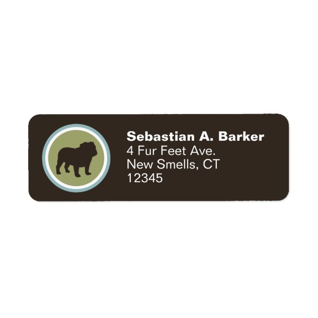 Etiqueta Inglês Bulldog Silhouette | Endereço para criação  (Frente)