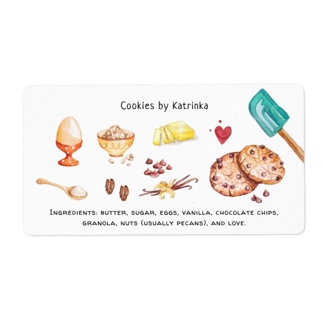 Etiqueta Ingrediente Alimentar de Padaria de Cozinha em Cas (Frente)