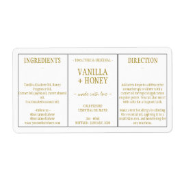 Etiqueta Ingredientes de Óleo Essencial Cosmético de Baunil