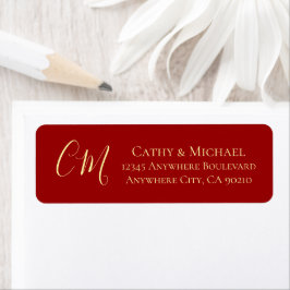 Etiqueta Iniciais de casal moderno casamento chinês vermelh