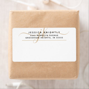 Etiqueta Iniciais de Monograma Dourado de Script de Rico Mo