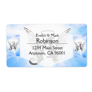 Etiqueta Inicial A do monograma, asas do anjo & halo com