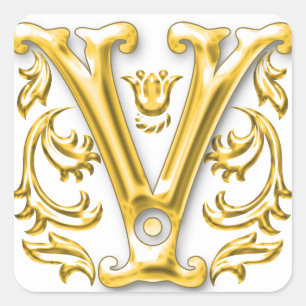 Etiqueta inicial de V no ouro