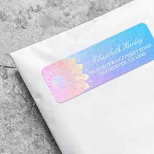Etiqueta Instrutor de Meditação Yoga Rosa Gold Foil Mandala
