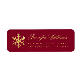 Etiqueta Inverno Falso Ouro Floco de Neve Elegante Script B