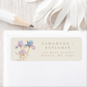 Etiqueta Iris Floral Wedding Endereço de Devolução Elegante