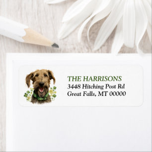 Etiqueta Irish Wolfhound Dog Shamrocks Endereço de Devoluçã