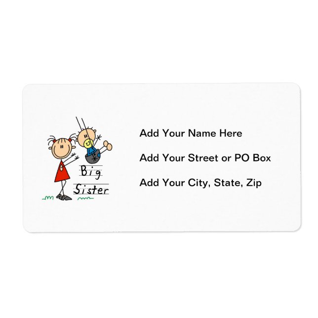 Etiqueta Irmã Grande com Presentes do Irmão Pequeno (Frente)