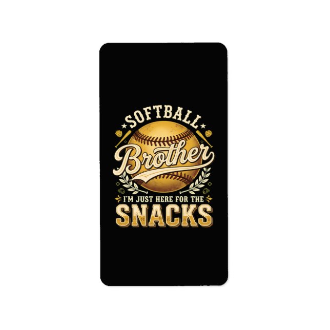 Etiqueta Irmão de Softbol Divertido Lanches Esportes (Frente)