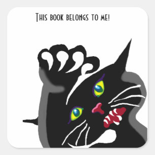 Etiqueta irritada do bookplate do gato preto