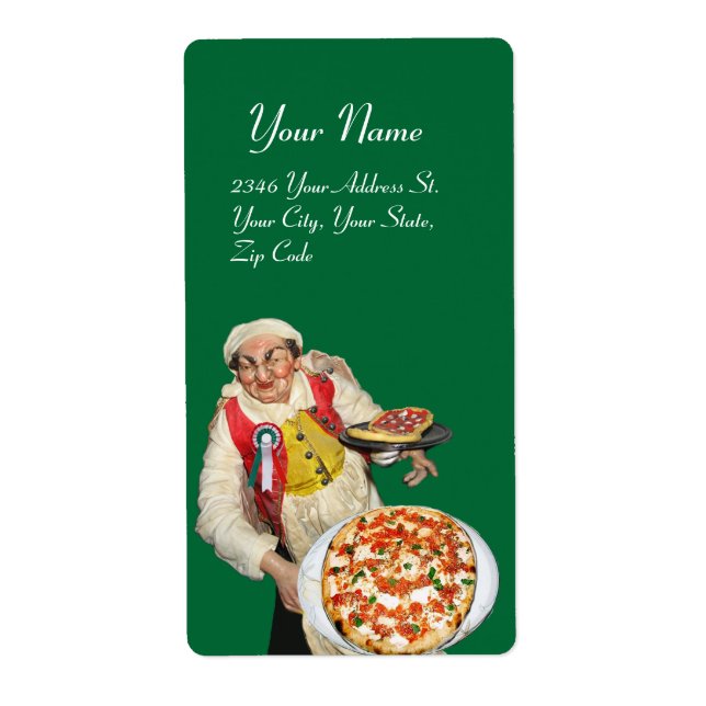 Etiqueta ITALIANO PIZZA vermelho verde branco (Frente)