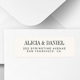 Etiqueta Ivory black elegant wedding return address