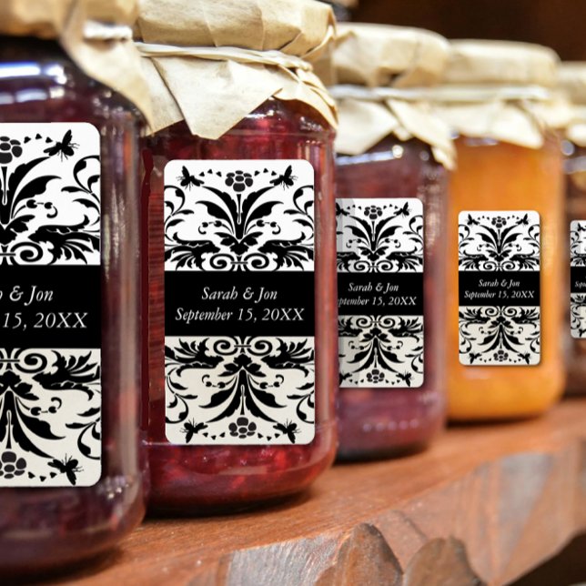 Etiqueta Ivory Bumble Bee Damask Salvar Data (Criador carregado)