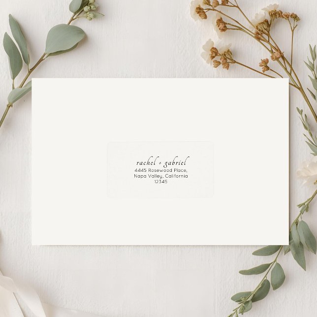 Etiqueta Ivory | Chic Simple Clean Wedding Address  (Criador carregado)