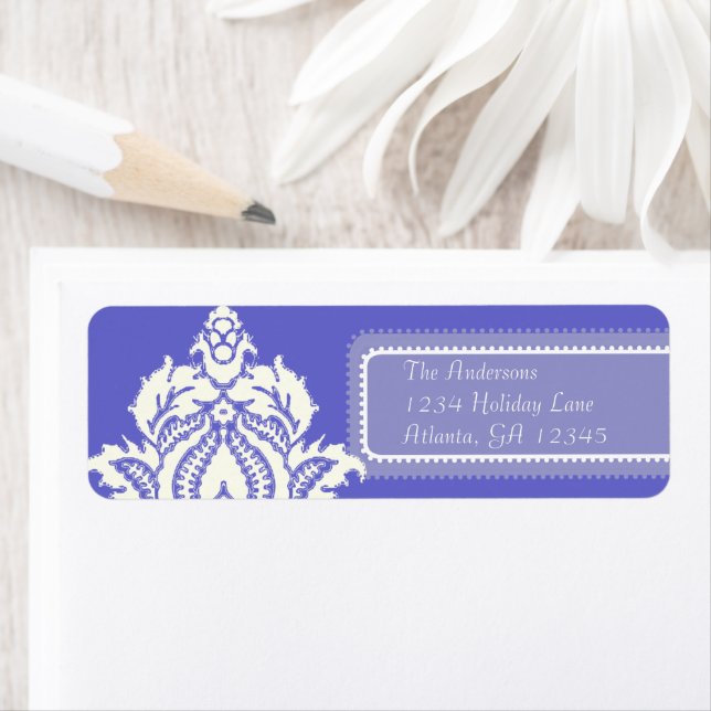 Etiqueta Ivory Damask On Lilac (Insitu)