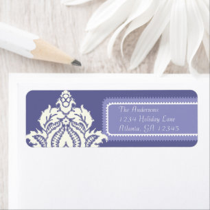 Etiqueta Ivory Damask Periwinkle Purple