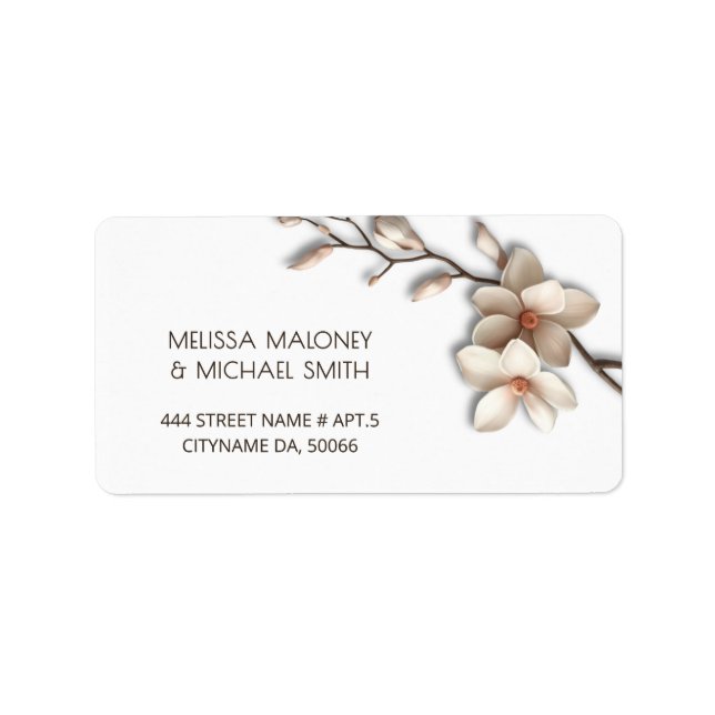 Etiqueta Ivory Magnolia 3D Flowers |  Wedding (Frente)