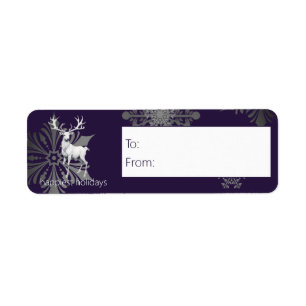 Etiqueta Ivory Reindeer Christmas Presente Roxo