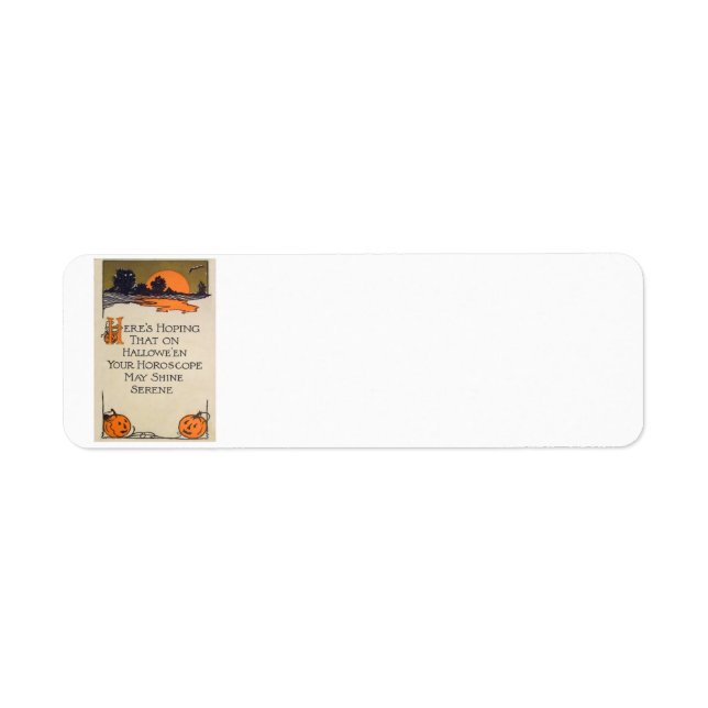 Etiqueta Jack O Lanterna Pumpkin Sunset Bat (Frente)