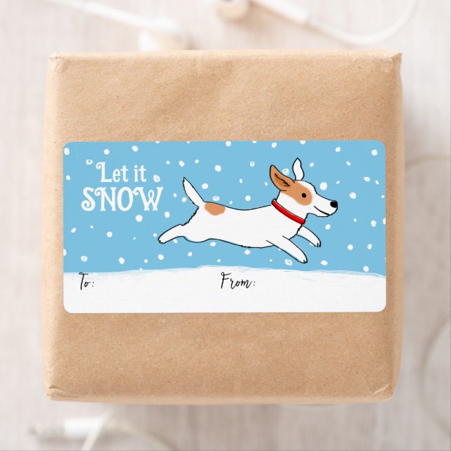 Etiqueta Jack Russell Snow Dog Natal Gift (Insitu)